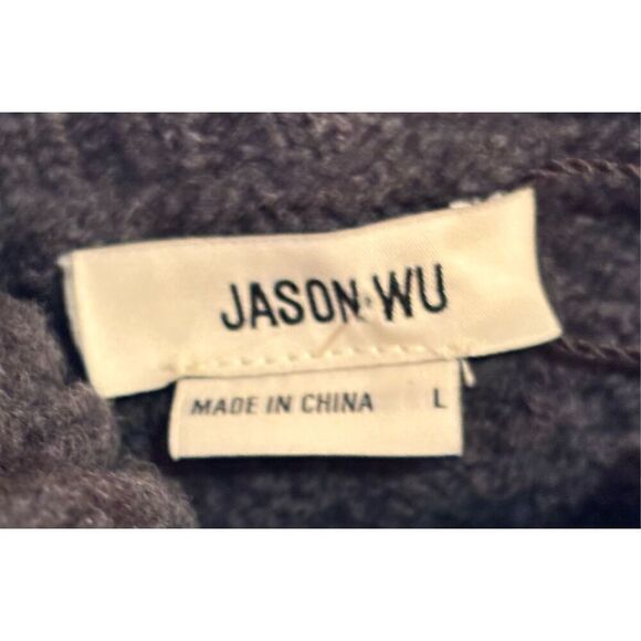 JASON WU Fringe Wool Turtleneck Sweater in Grey NWT Size Large - Picture 8 of 11